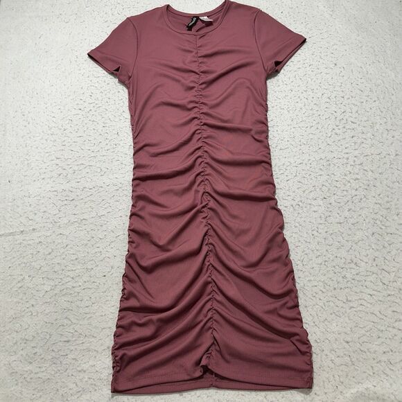 Divided Dresses & Skirts - H&M Divided Womens Medium Pullover Purple Short Sleeve Ruched Mini Dress Stretch